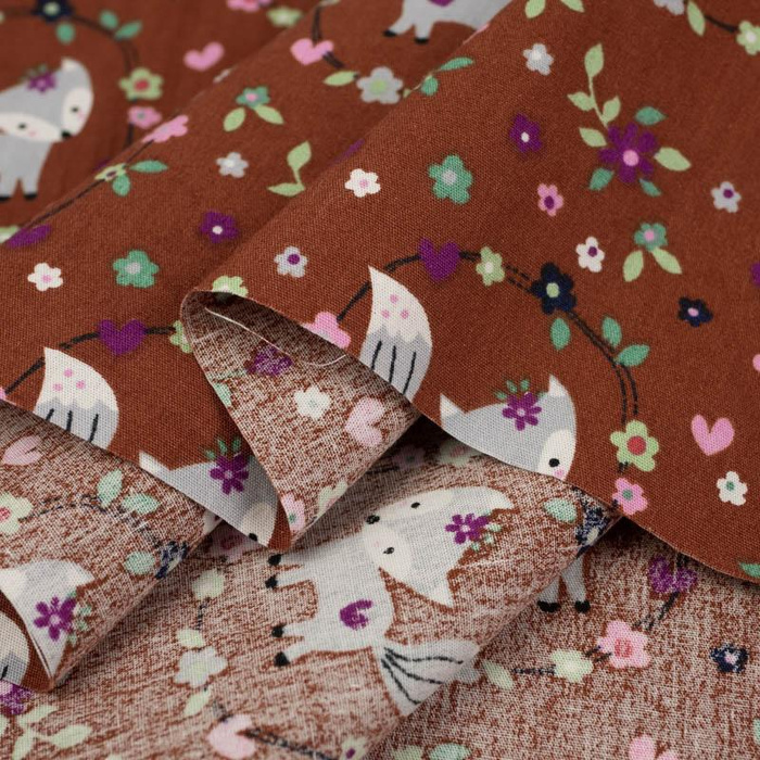 LISKI (wianki) / ceglany - POPELINA 100% bawełna