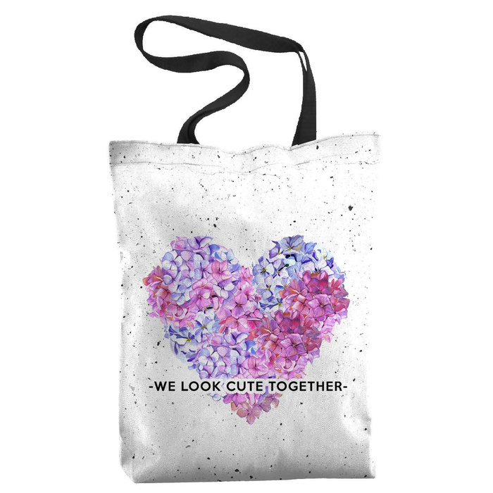 SHOPPER BAG - WE LOOK CUTE TOGETGER - Cotton woven fabric - sewing set