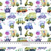 ON THE ROAD (COLORFUL TRANSPORT) - Cotton woven fabric