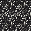 LEAVES pat. 13 / black - Cotton woven fabric