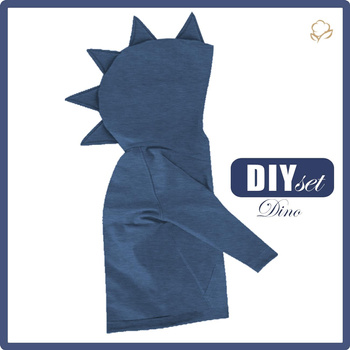 BLUZA DZIECIĘCA DINO (PARIS) - MELANŻ NIEBIESKI - zestaw do uszycia