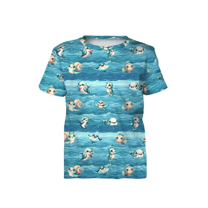 2-PACK - KID’S T-SHIRT - SEA ANIMALS - sewing set (140/146)