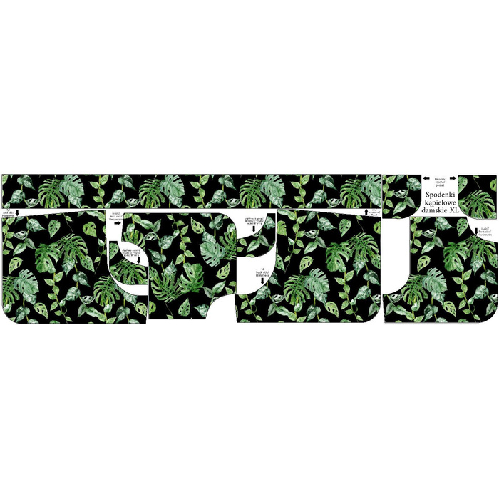 Damskie spodenki kąpielowe - TROPIKALNE LIŚCIE MIX wz. 2 / czarny (JUNGLE) L