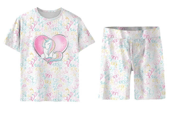 CHILDREN'S PAJAMAS "ADA" - UNICORN / streamers (WONDERLAND) - Bamboo Single Jersey with elastan (146/152)