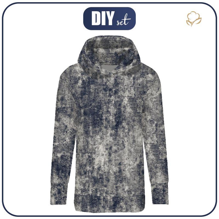 LANGES DAMEN HOODIE (MEGI) - GRUNGE (navy) - Sommersweat - XXL