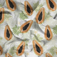 PAPAYA ORANGE & WHITE - Mušelín bavlněný