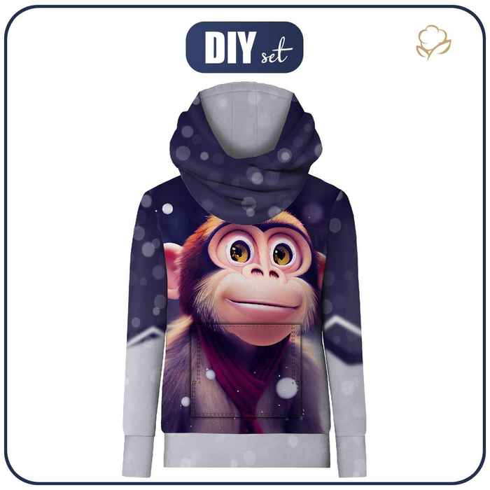 UNISEX HOODIE (HYDRA) - ANIMIERTER AFFE - Nähset (98/104)