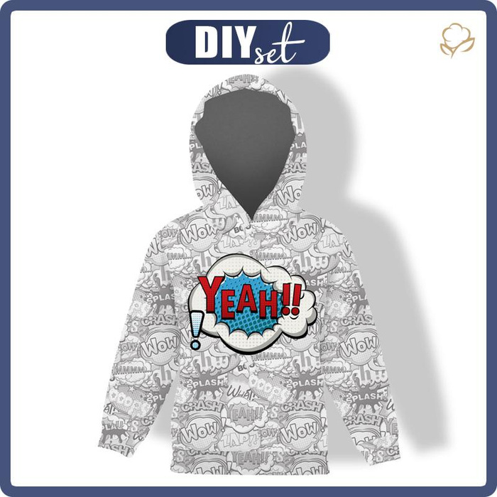KINDER HOODIE (ALEX) - COMICS / yeah (blau - rot) - Sommersweat (146/152)