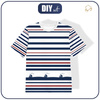 KID’S T-SHIRT -  SHIPS / stripes (marine) - single jersey (116/122)