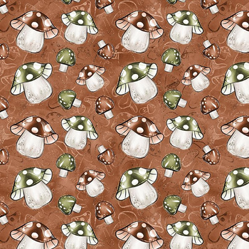 FOREST MUSHROOMS pat. 1 / brown - Waterproof woven fabric