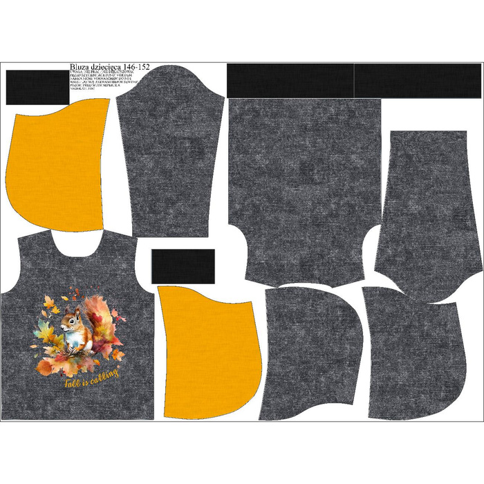 KID'S HOODIE (ALEX) - WATERCOLOR SQUIRREL - sewing set (134/140)