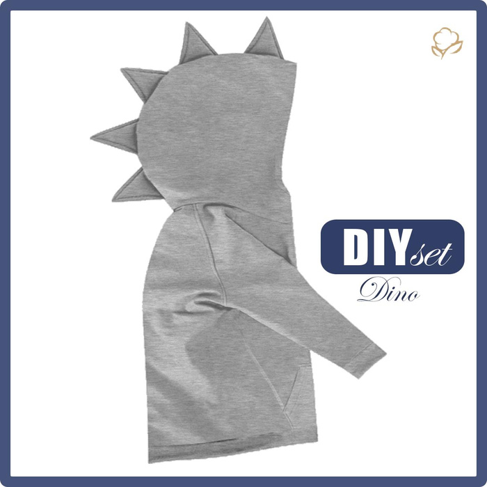 BLUZA DZIECIĘCA DINO (PARIS) - MELANŻ JASNOSZARY - zestaw do uszycia (98/104)