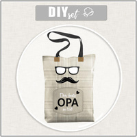 SHOPPERKA - DER BESTE OPA DER WELT / angielska krata - beżowy - tkanina bawełniana - zestaw do uszycia