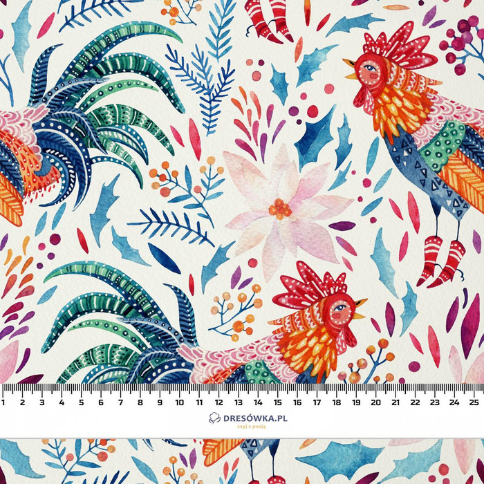 ROOSTERS / white  - lycra 300g