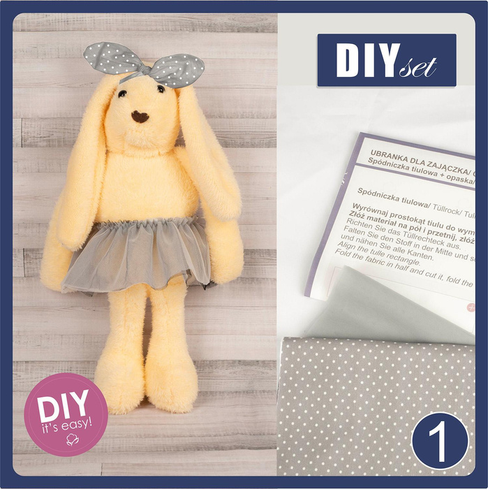 SUKNĚ + PÁSKA NA RUKU PRO KRÁLÍČKA - ŠEDÁ - Sada šití