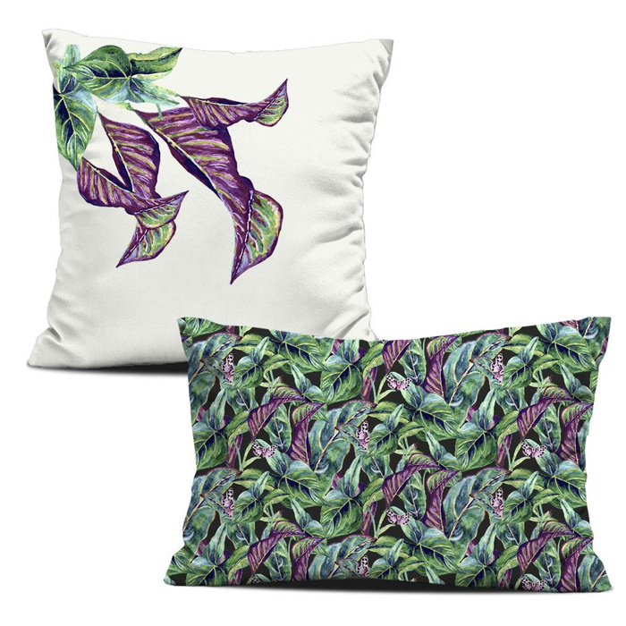 OZDOBNÉ POLŠTÁŘE - MINI LISTY A HMYZ VZ. 1 (TROPICKÁ PŘÍRODA) / černý