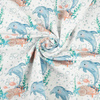 DOLPHINS pat. 3 (MAGICAL OCEAN) / white - Waterproof woven fabric