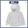 KID'S HOODIE (ALEX) - DWARFS IN THE FOREST (FOREST DWARFS) / GREY - looped knit fabric (110/116)