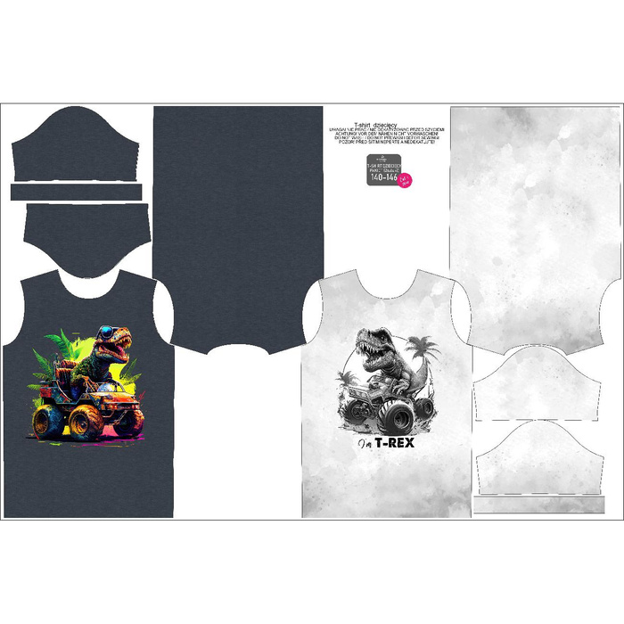 2-PACK - T-SHIRT DZIECIĘCY - T-REX - ZESTAW DO USZYCIA (104/110)