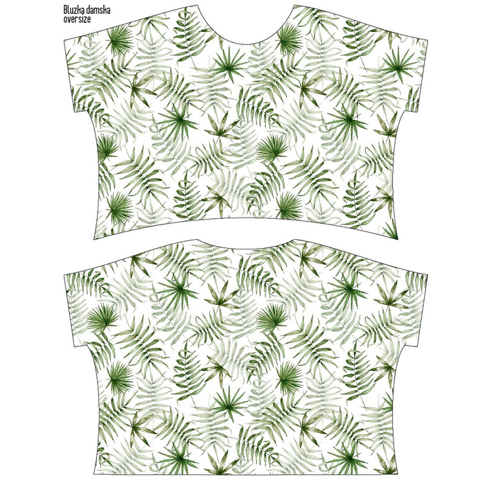 LEICHTE OVERSIZE BLUSE "ELENA" - TROPISCHE BLÄTTER Ms. 3 / weiß (JUNGLE) - Nähset 