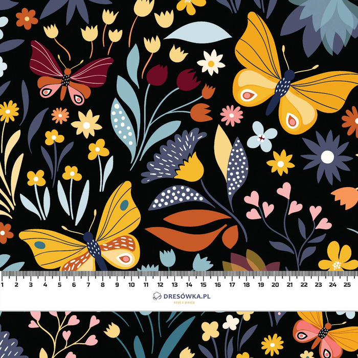 FOLK BUTTERFLIES / black - looped knit fabric with elastane