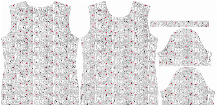 DAMEN T-SHIRT - LOVE WEIß / beton - Single Jersey XXL