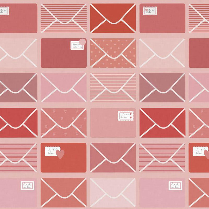 VALENTINE'S LETTERS pat. 2 / pink (BEARS IN LOVE)