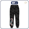WOMEN'S JOGGERS (NOEMI) - WATER-COLOR FLOWERS pat. 2 / black - sewing set L