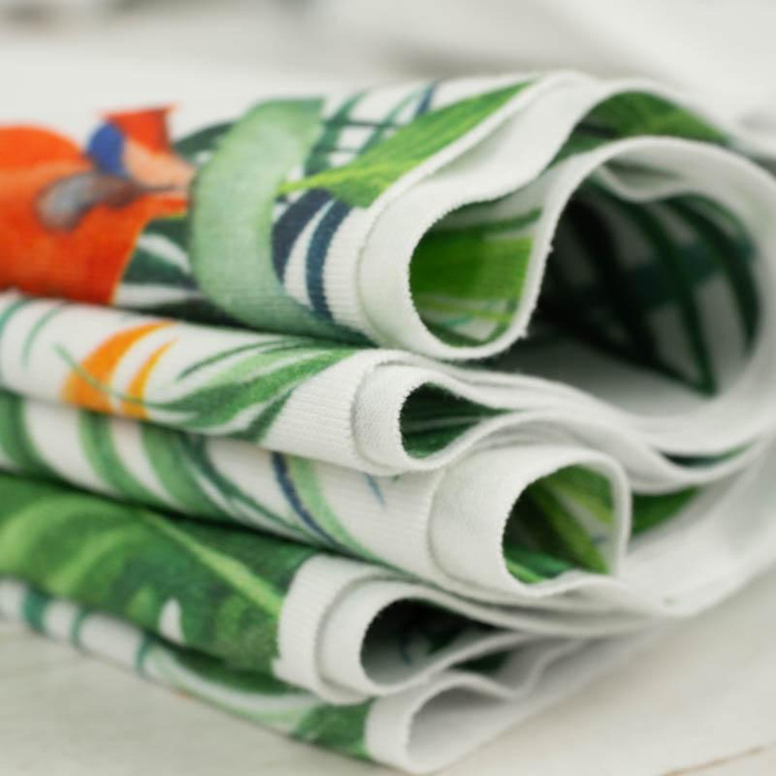 RAJSKA DŻUNGLA / biały - single jersey z elastanem