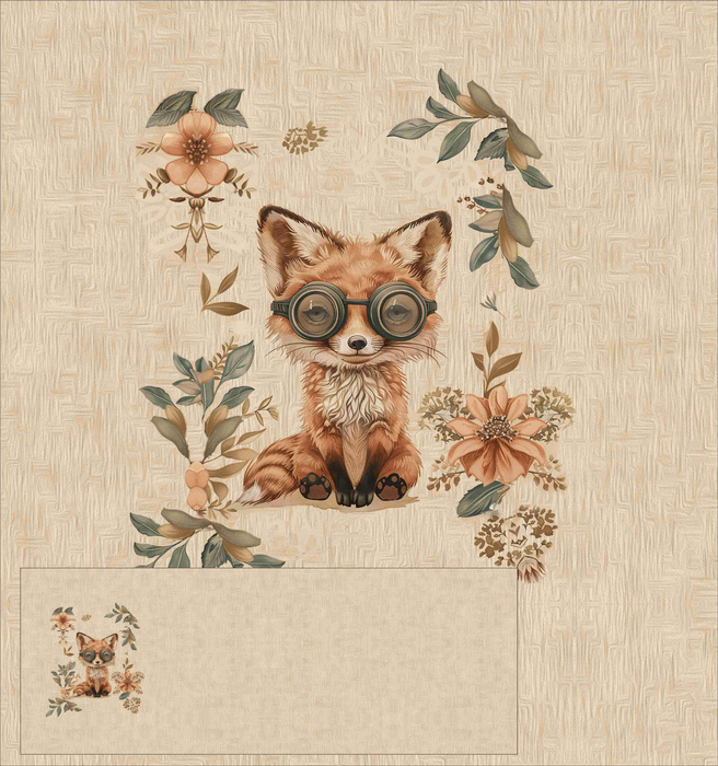 FOX STEAMPUNK FOREST - panoramic panel Voděodolná tkanina Oxford (60cm x 155cm)