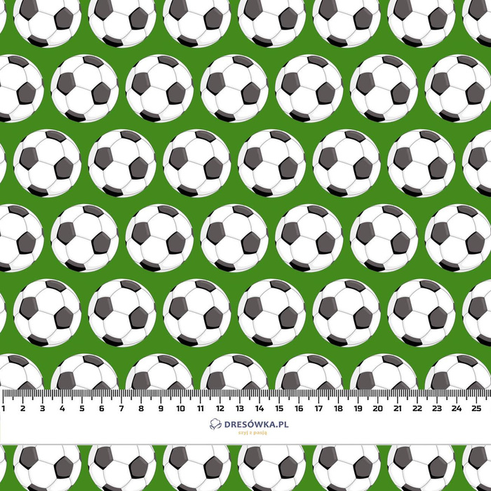 FOOTBALLS pat. 3 / green - looped knit fabric with elastane ITY