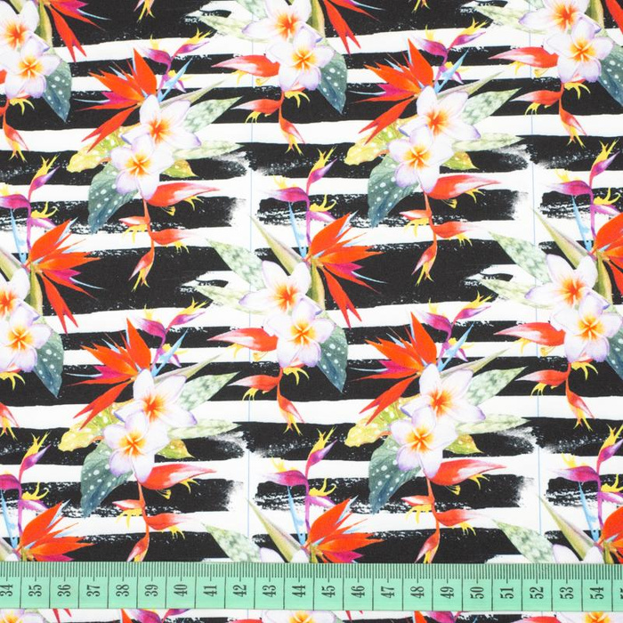 FLOWERS ON THE ZEBRA - quick-drying woven fabric