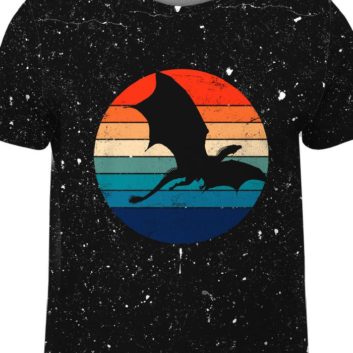 T-SHIRT MĘSKI - DRAGON WZ. 2 / czarny - single jersey XL