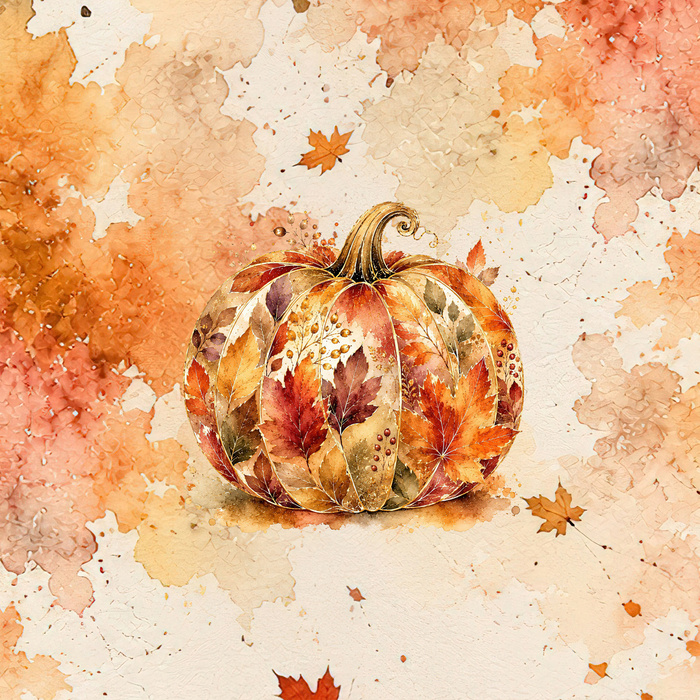AUTUMN PUMPKIN / ORANGE - PANEL (60cm x 50cm)