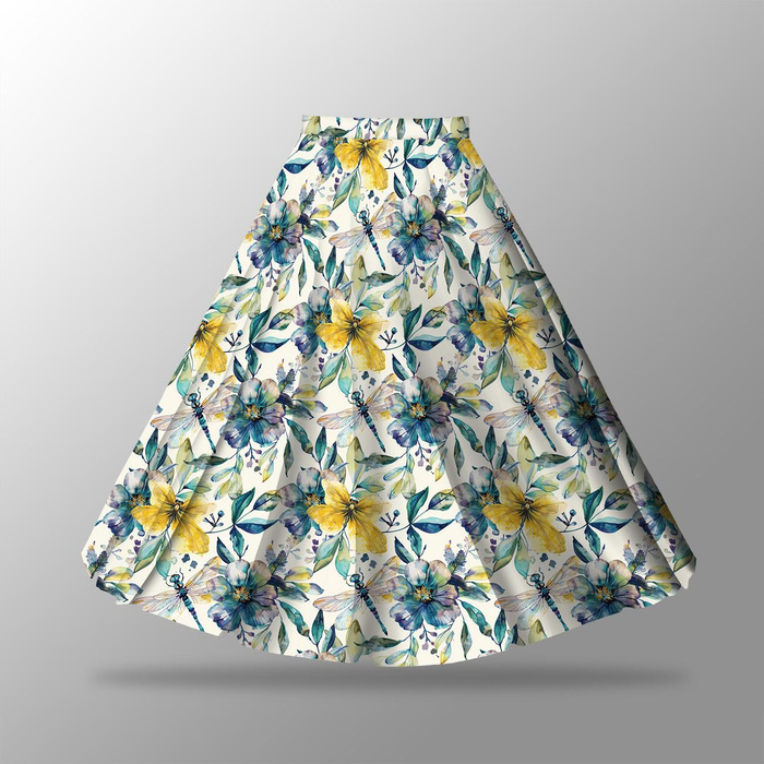 Maxirock Panel - krepp/ Butterfly & flowers wz.8