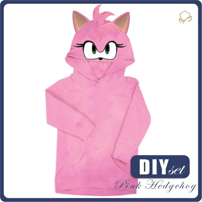 KID'S HOODIE (PARIS) - PINK HEDGEHOG - sewing set (134/140)