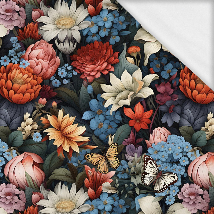Butterfly & Flowers wz.10- single jersey with elastane ITY