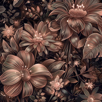 FLOWERS WZ.10/ Mocha Mousse  - looped knit fabric