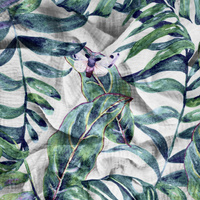 LEAVES AND INSECTS PAT. 3 (TROPICAL NATURE) / white - Cotton muslin