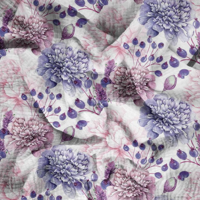 PURPLE PEONIES (IN THE MEADOW) - Cotton muslin