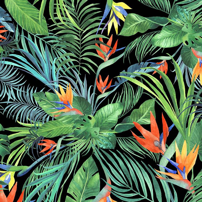 PARADISE JUNGLE / black - Woven Fabric for tablecloths