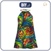 DRESS "DALIA" MINI (L-XL) - COLORFUL LEAVES wz. 3 - sewing set 