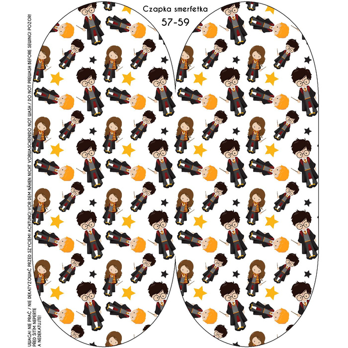 "Beanie" cap - MAGICAL FRIENDS pat. 2 (MAGIC SCHOOL) / white 48-50