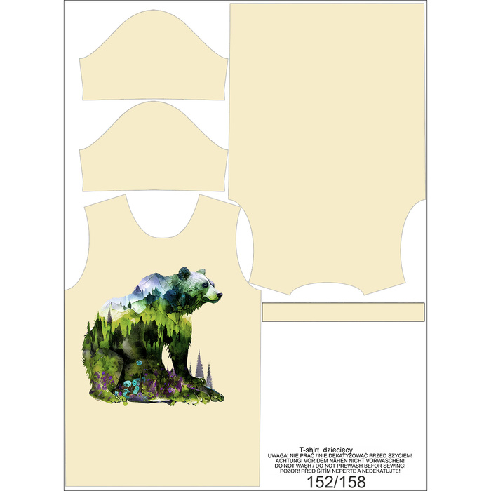 KINDER T-SHIRT (116-122) - MOUNTAIN BEAR - Nähset 