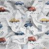 VEHICLES pat. 2 / white (ADVENTURE BEGINS) - Cotton muslin