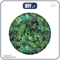 DECORATIVE CUSHION - TROPICAL LEAVES pat. 2 / black - sewing set