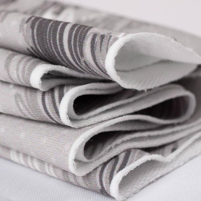 CAMOUFLAGE - scribble / grey - looped knit fabric