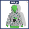 KID'S HOODIE - GREEN DOTSIES / ACID WASH GREY - looped knit fabric (122/128)