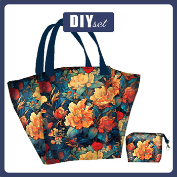 Taška XL s sáčkem 2 v 1 - VINTAGE CHINESE FLOWER VZ. 4 - sada siti