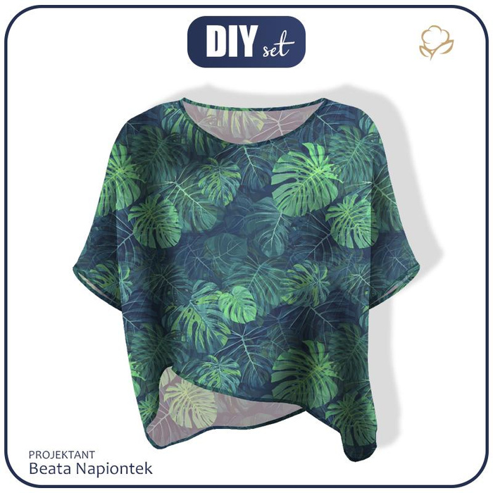 LEHKÁ HALENKA OVERSIZE "ELENA" - MONSTERA 2.0 / navy - Sada šití